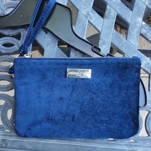 Adrienne Vittadini Dark Blue Velvet Wristlet Purse
